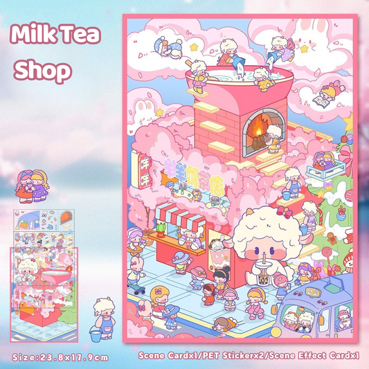 Yilan Large-sized 3D Stereoscopic Landscape Stickers for DIY Scrapbook 11 Milk Tea Shop