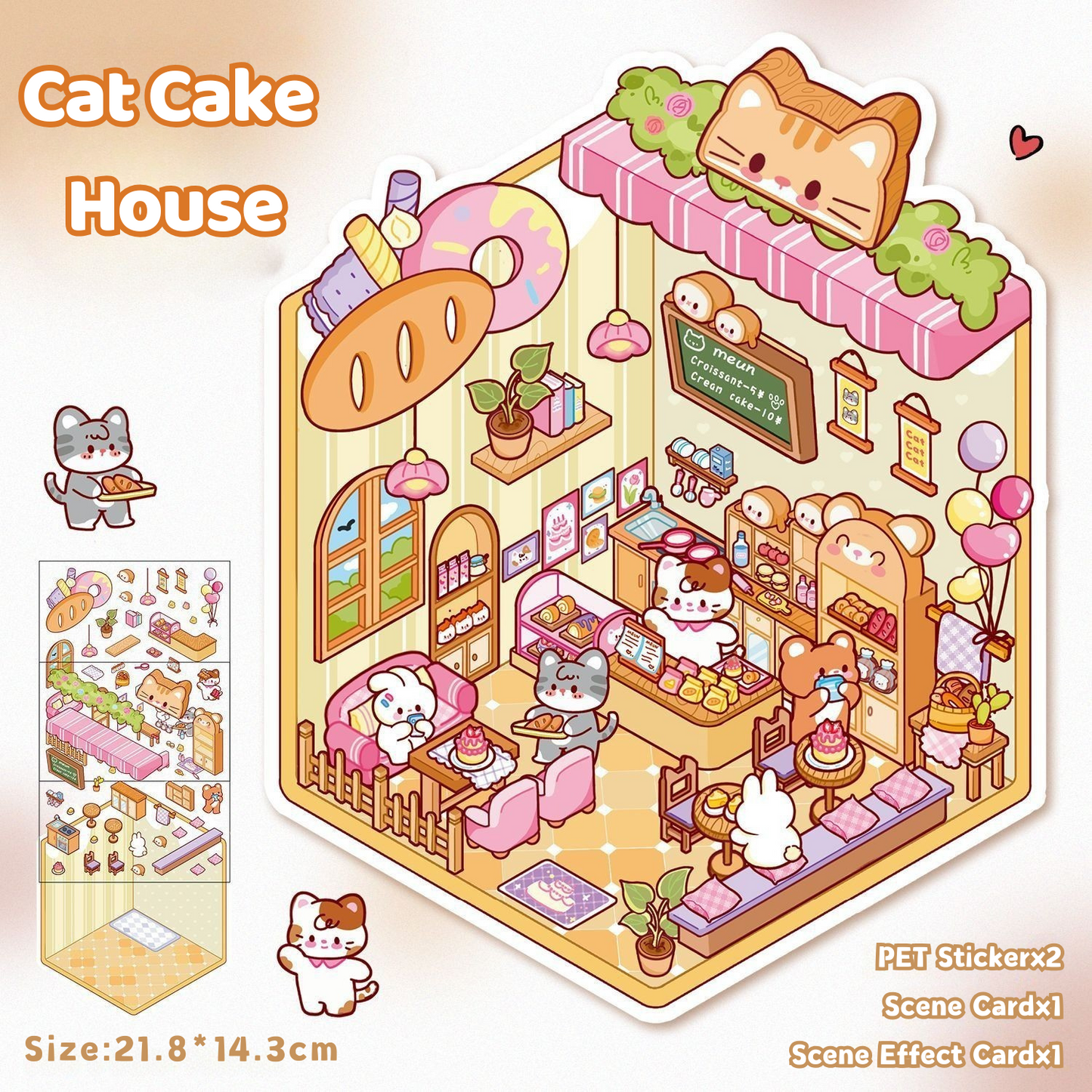 Yilan Mini Landscape Sticker 22 Cat Cake House