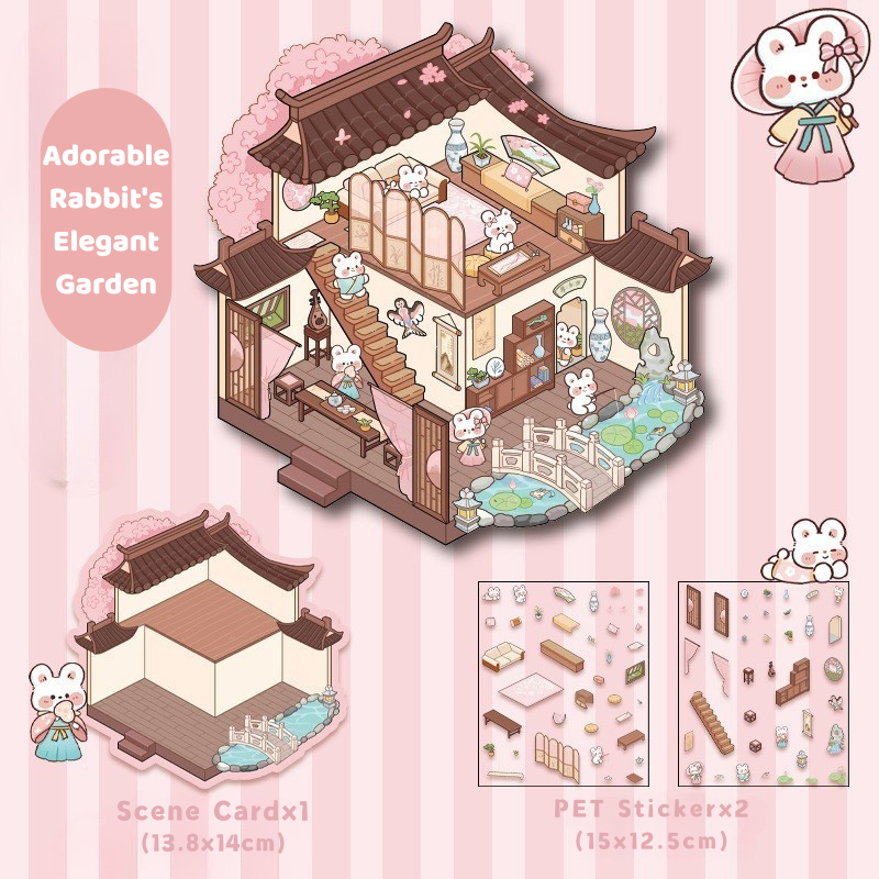 Yilan Mini Landscape Stickers 37 Adorable Rabbit's Elegant Garden