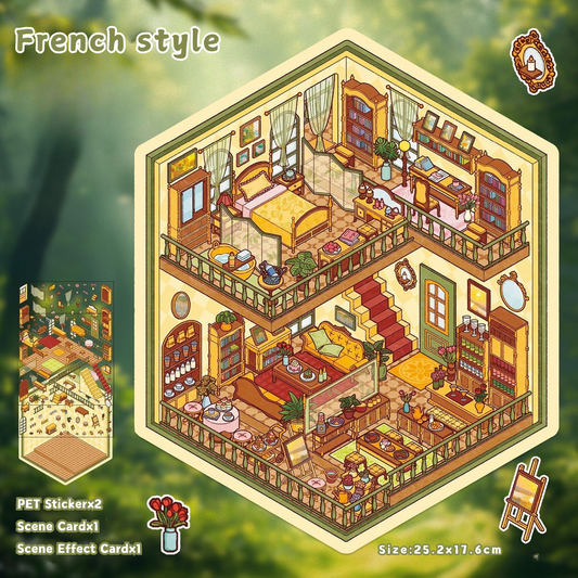 Large-sized 3D Stereoscopic Landscape Stickers for DIY Scrapbook 5 French style