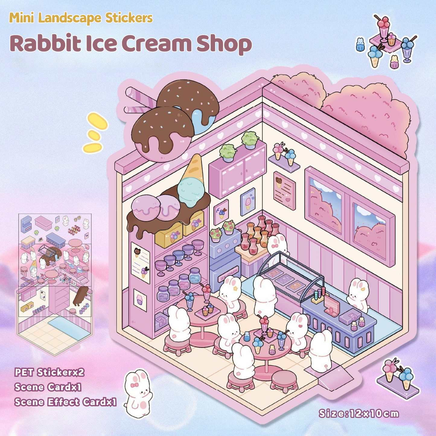 Yilan Mini Landscape Stickers 67 Rabbit Ice Cream Shop