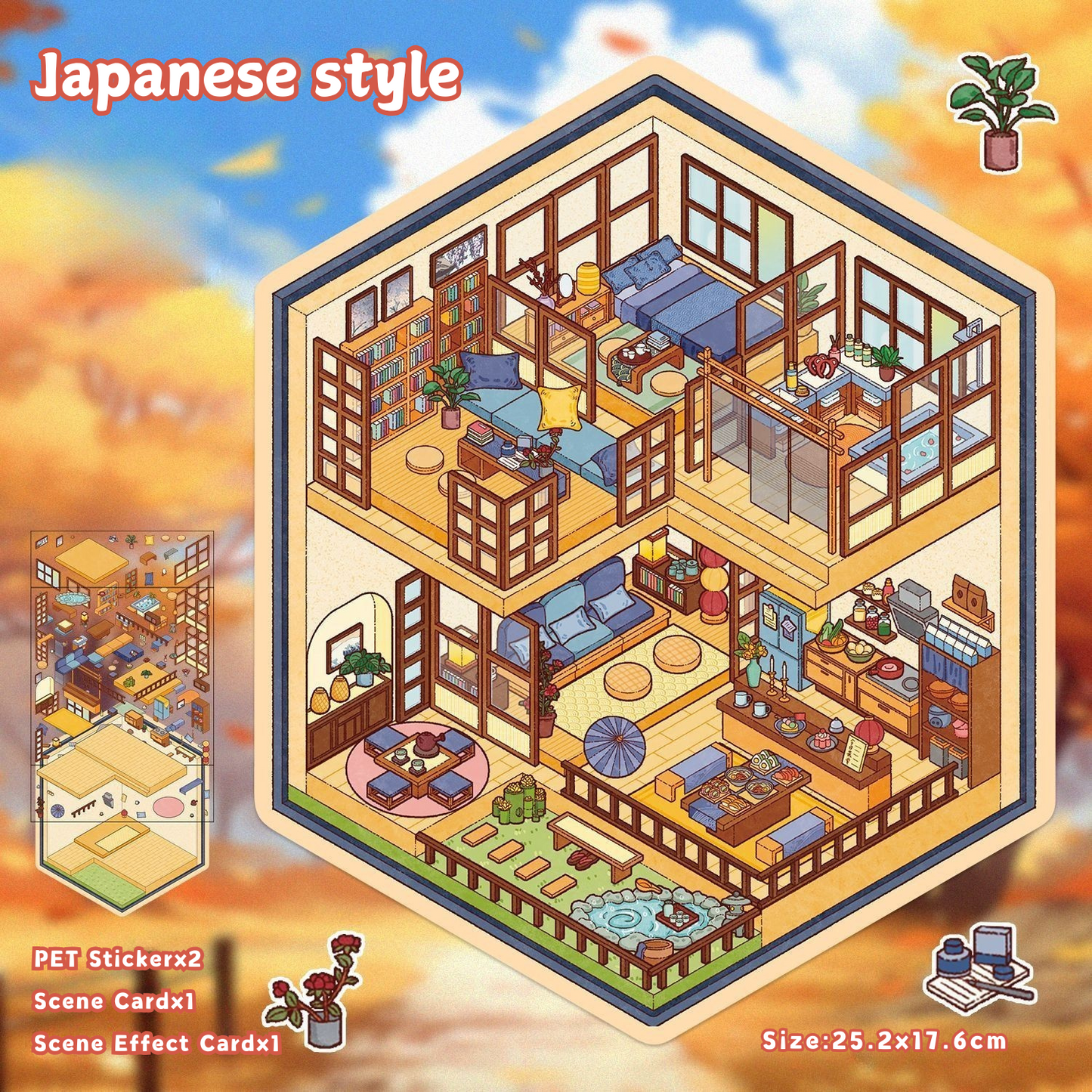 Large-sized 3D Stereoscopic Landscape Stickers for DIY Scrapbook 6 Japanese style