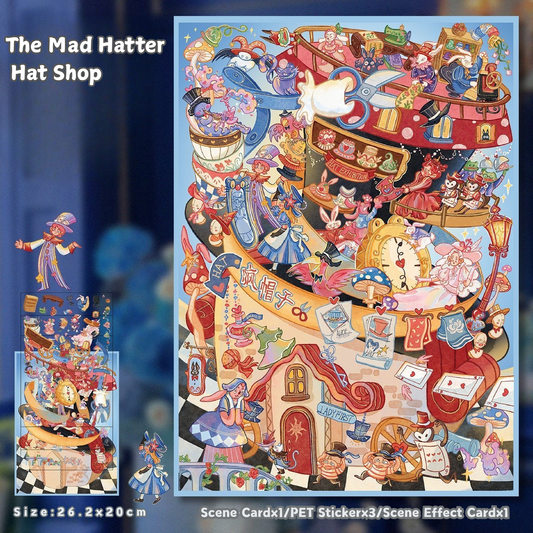 Large-sized 3D Stereoscopic Landscape Stickers for DIY Scrapbook 8 The Mad Hatter  Hat Shop