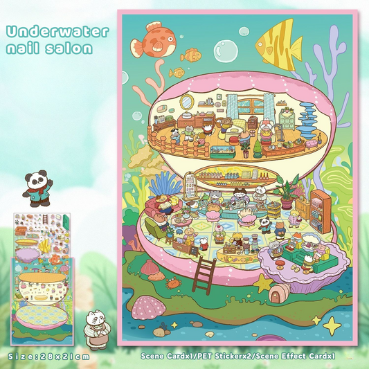 Yilan Large-sized 3D Stereoscopic Landscape Stickers for DIY Scrapbook 14 Underwater nail salon