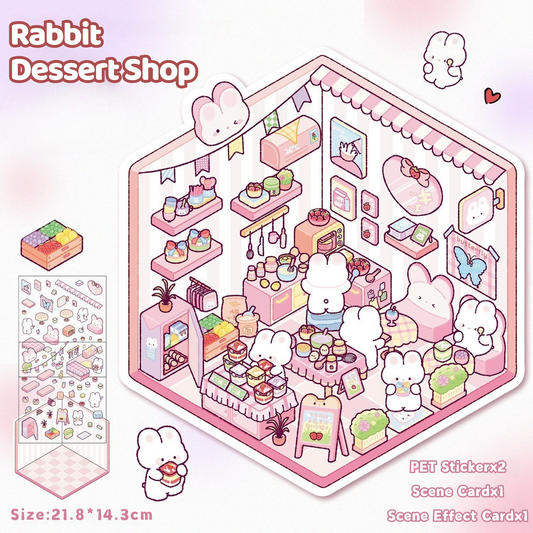 Yilan Mini Landscape Stickers 24 Rabbit Dessert Shop