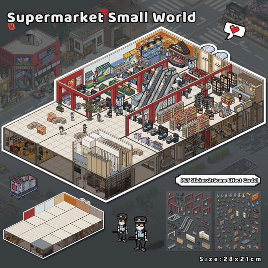 Yilan Large-sized 3D Stereoscopic Landscape Stickers for DIY Scrapbook 30 Supermarket Small World