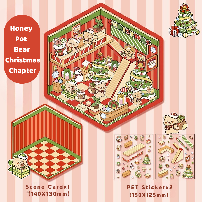 Yilan Mini Landscape Stickers 33 Honey Pot Bear Christmas Chapter
