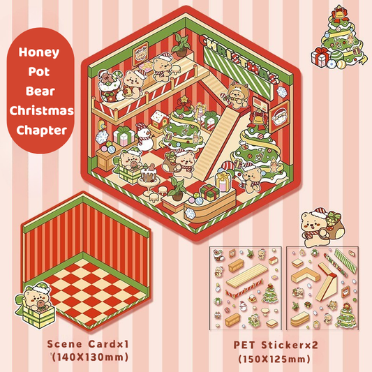 Yilan Mini Landscape Stickers 33 Honey Pot Bear Christmas Chapter