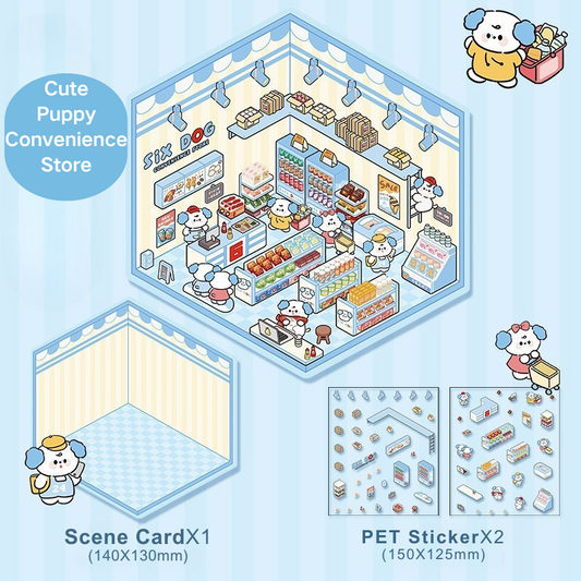 Yilan Mini Landscape Stickers 04 Cute Puppy Convenience Store