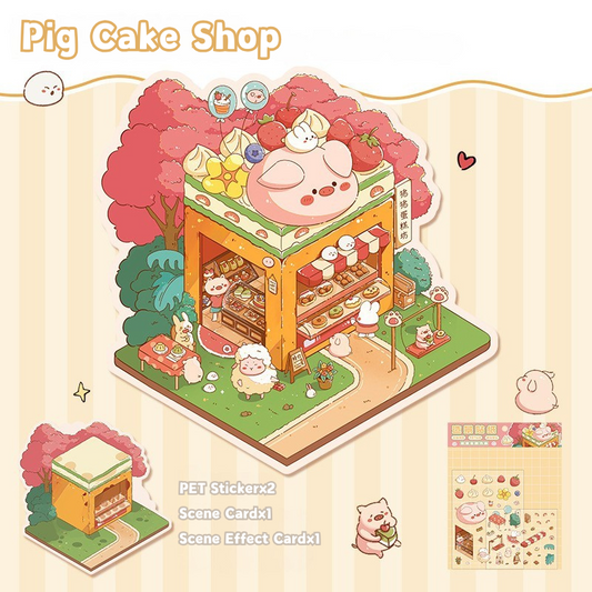 Yilan Mini Landscape Stickers 50 Pig Cake Shop