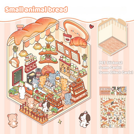 Yilan Mini Landscape Stickers 56 Small Animal Bread Bakery