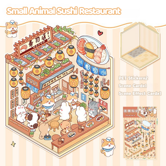 Yilan Mini Landscape Stickers 58 Small Animal Sushi Restaurant