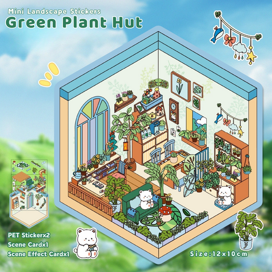 Yilan Mini Landscape Stickers 64 Green Plant Hut
