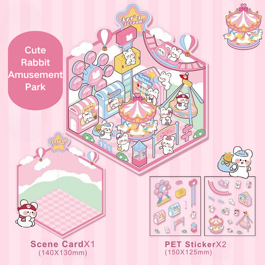 Yilan Mini Landscape Stickers 05 Cute Rabbit Amusement Park